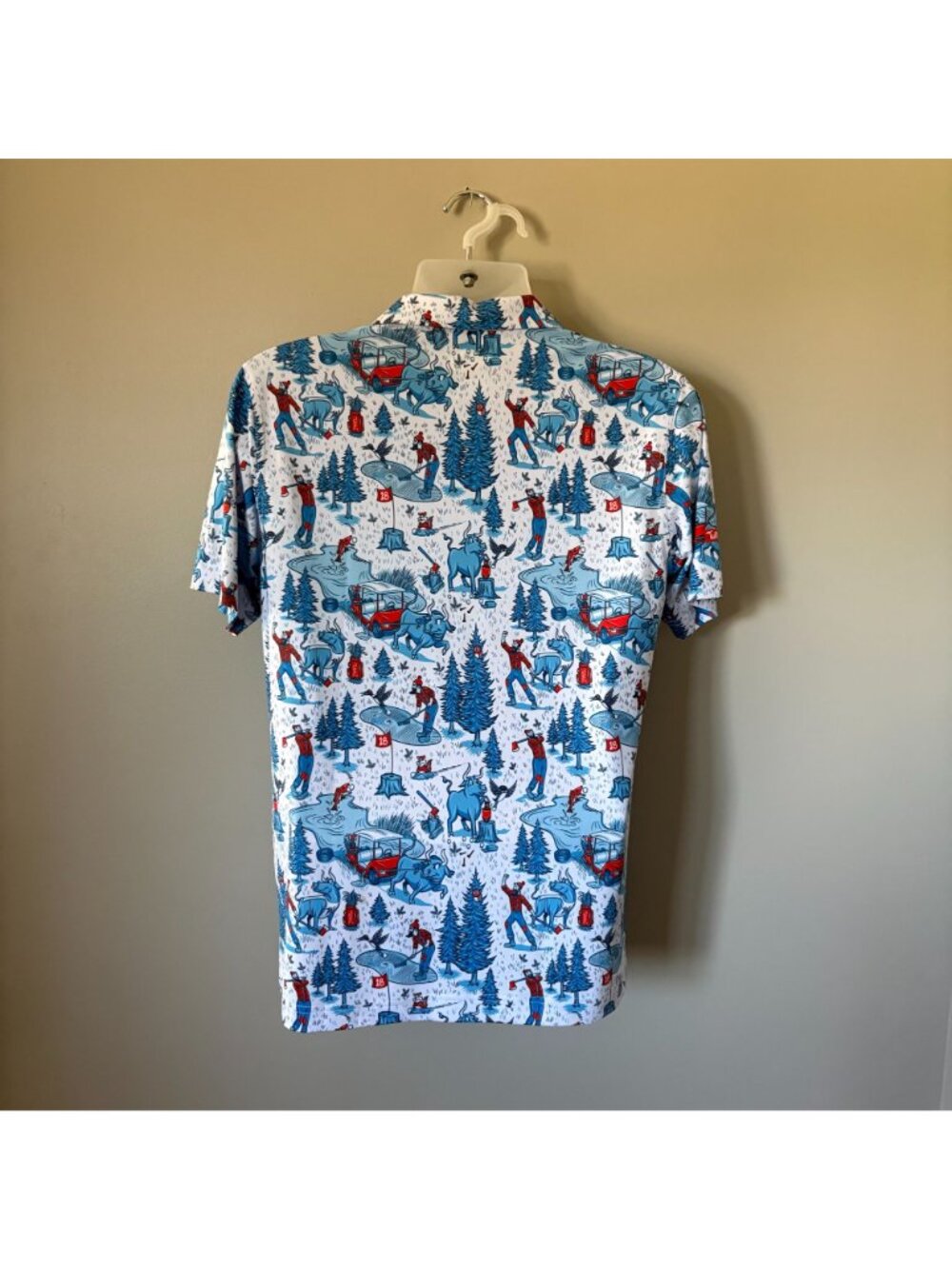 WAGGLE Mens Golf Polo Shirt Out of Bounds Colorful Minnesota Small NWT - Picture 3 of 4
